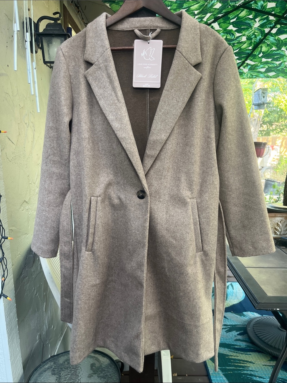 Love For Humanity NWT Black Label Wool-Like Midi Trench Coat Mauve M 22” p2p - Picture 14 of 17